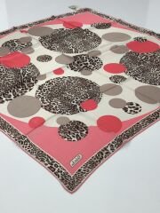 BALSE SURA İPEK EŞARP LEOPAR DESEN MERCAN KAHVE 5028-1