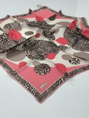 BALSE SURA İPEK EŞARP LEOPAR DESEN MERCAN KAHVE 5028-1