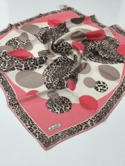 BALSE SURA İPEK EŞARP LEOPAR DESEN MERCAN KAHVE 5028-1