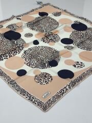 BALSE SURA İPEK EŞARP LEOPAR DESEN YAVRUAĞZI LACİVERT 5028-2