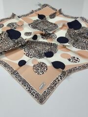 BALSE SURA İPEK EŞARP LEOPAR DESEN YAVRUAĞZI LACİVERT 5028-2