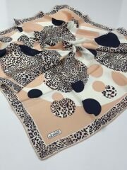 BALSE SURA İPEK EŞARP LEOPAR DESEN YAVRUAĞZI LACİVERT 5028-2