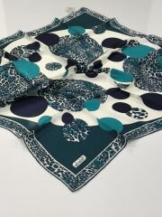 BALSE SURA İPEK EŞARP LEOPAR DESEN PETROL LACİVERT 5028-3