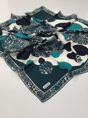 BALSE SURA İPEK EŞARP LEOPAR DESEN PETROL LACİVERT 5028-3