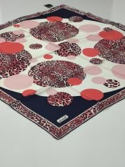 BALSE SURA İPEK EŞARP LEOPAR DESEN LACİVERT TURUNCU 5028-6