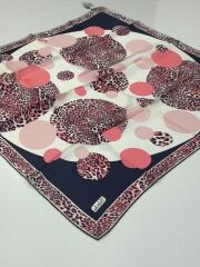 BALSE SURA İPEK EŞARP LEOPAR DESEN LACİVERT MERCAN 5028-7