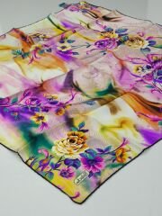 BALSE SURA İPEK EŞARP SARI YEŞİL MOR 5029-2