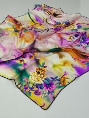 BALSE SURA İPEK EŞARP SARI YEŞİL MOR 5029-2