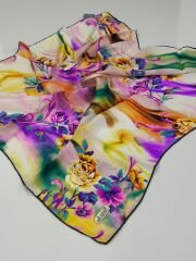 BALSE SURA İPEK EŞARP SARI YEŞİL MOR 5029-2