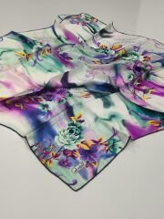 BALSE SURA İPEK EŞARP MİNT LACİVERT FUŞYA 5029-3