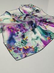 BALSE SURA İPEK EŞARP MİNT LACİVERT FUŞYA 5029-3