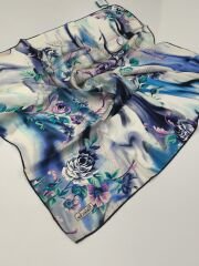 BALSE SURA İPEK EŞARP SAKS YEŞİL LACİVERT 5029-5