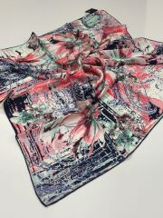 BALSE SURA İPEK EŞARP LACİVERT YEŞİL 5021-2