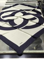 AKER NOSTALJİ SURA İPEK EŞARP LACİVERT KREM 8800-324