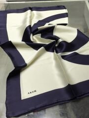 AKER NOSTALJİ SURA İPEK EŞARP LACİVERT KREM 8800-324