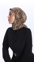 GLAMOURIA NEVA EŞARP LEOPAR DESEN 2 SÜTLÜ KAHVE SİYAH