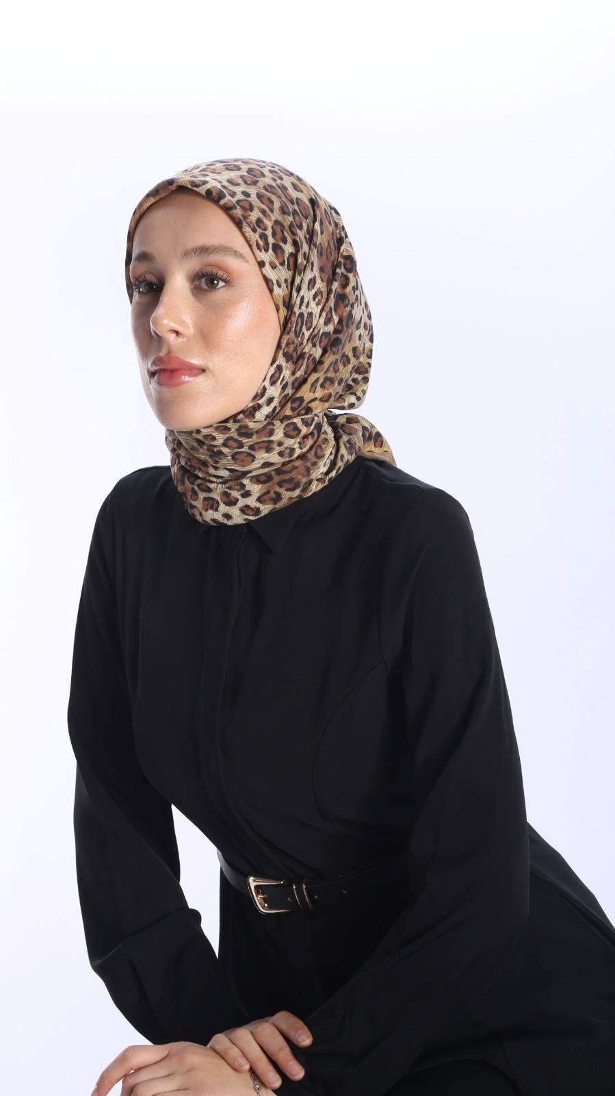 GLAMOURIA NEVA EŞARP LEOPAR DESEN 2 SÜTLÜ KAHVE SİYAH