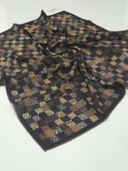 GLAMOURIA NEVA EŞARP KARE  LEOPAR DESEN 5 SİYAH KREM KAHVE