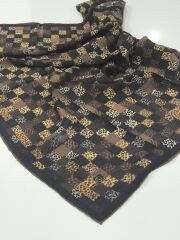 GLAMOURIA NEVA EŞARP KARE  LEOPAR DESEN 5 SİYAH KREM KAHVE