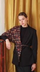 GLAMOURIA NEVA EŞARP KARE  LEOPAR DESEN 5 SİYAH KREM KAHVE