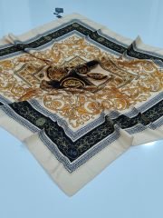 LABUTİK VERSACE MODEL TİVİL EŞARP KREM SİYAH