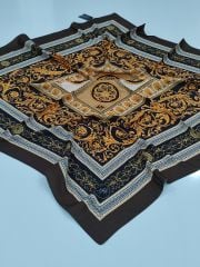LABUTİK VERSACE MODEL TİVİL EŞARP SİYAH BAL SARISI