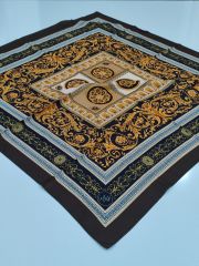 LABUTİK VERSACE MODEL TİVİL EŞARP SİYAH BAL SARISI