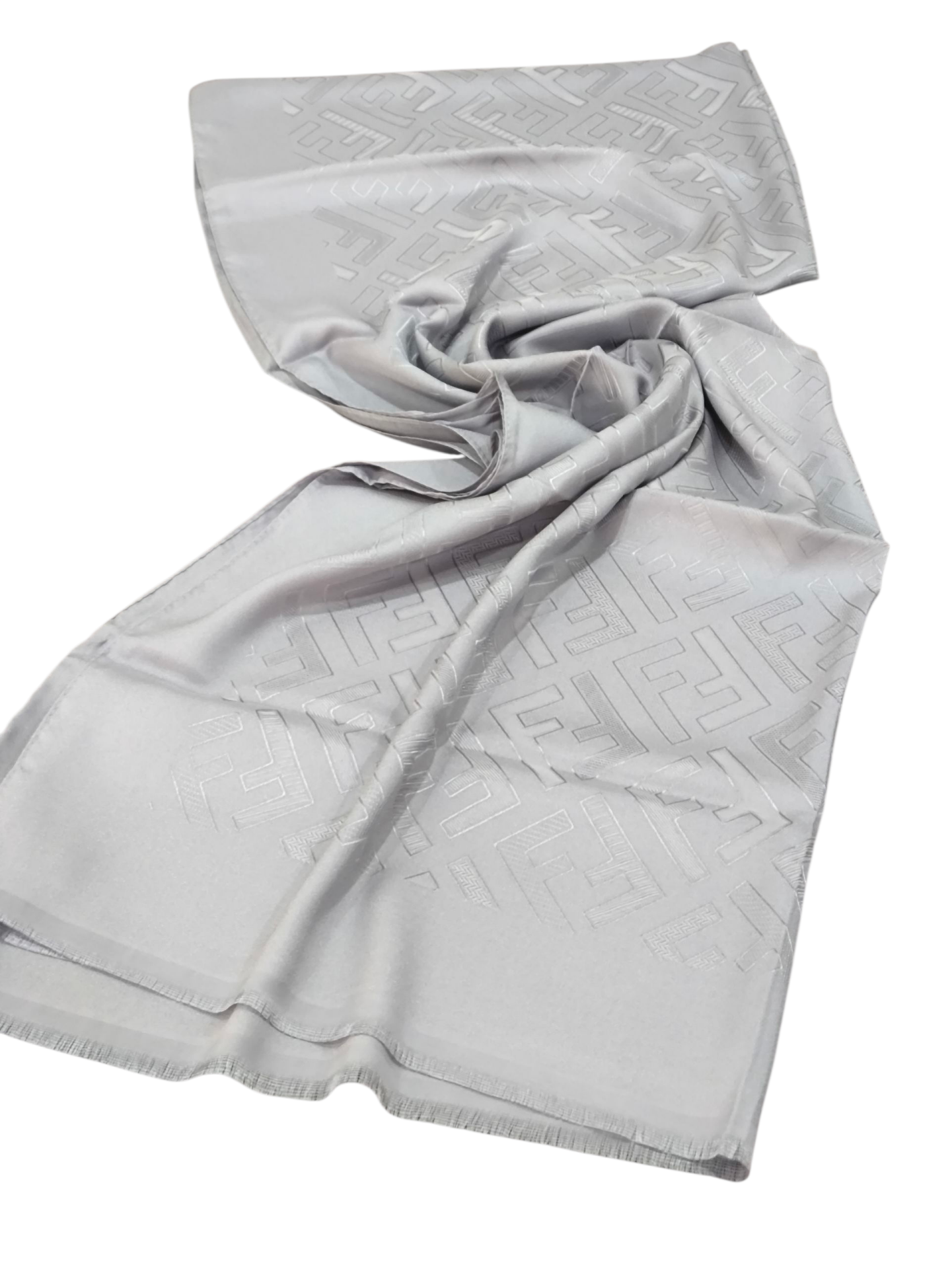 FENDİ F DESEN İPEK JAKARLI ŞAL GÜMÜŞ