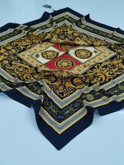 LABUTİK VERSACE MODEL TİVİL EŞARP SİYAH KIRMIZI