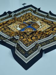 LABUTİK VERSACE MODEL TİVİL EŞARP SİYAH SAKS MAVİSİ