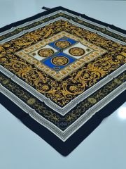 LABUTİK VAROK MODEL TİVİL EŞARP SİYAH SAKS MAVİSİ