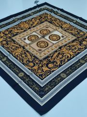 LABUTİK VERSACE MODEL TİVİL EŞARP SİYAH SOLUK  SARI