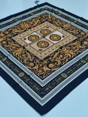 LABUTİK VERSACE MODEL TİVİL EŞARP SİYAH SOLUK  SARI