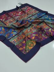 SİLKHOME KİLİM  DESEN  TİVİL EŞARP LACİVERT