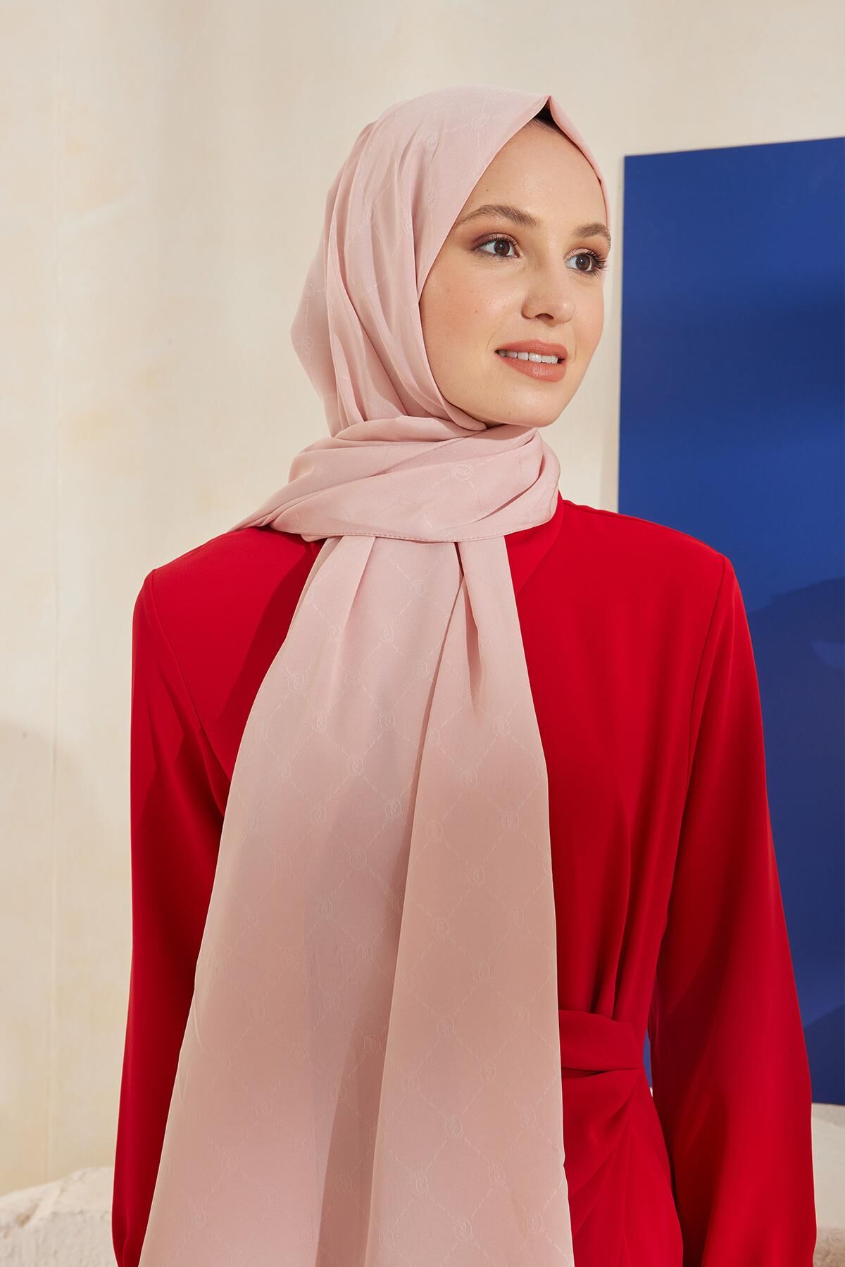 CARDİON JAKARLI ŞAL MONOGRAM DESEN PUDRA