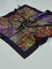 SİLKHOME KİLİM  DESEN  TİVİL EŞARP SİYAH BORDO