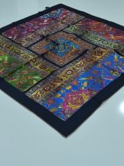 SİLKHOME KİLİM  DESEN  TİVİL EŞARP SİYAH SAKS MAVİ