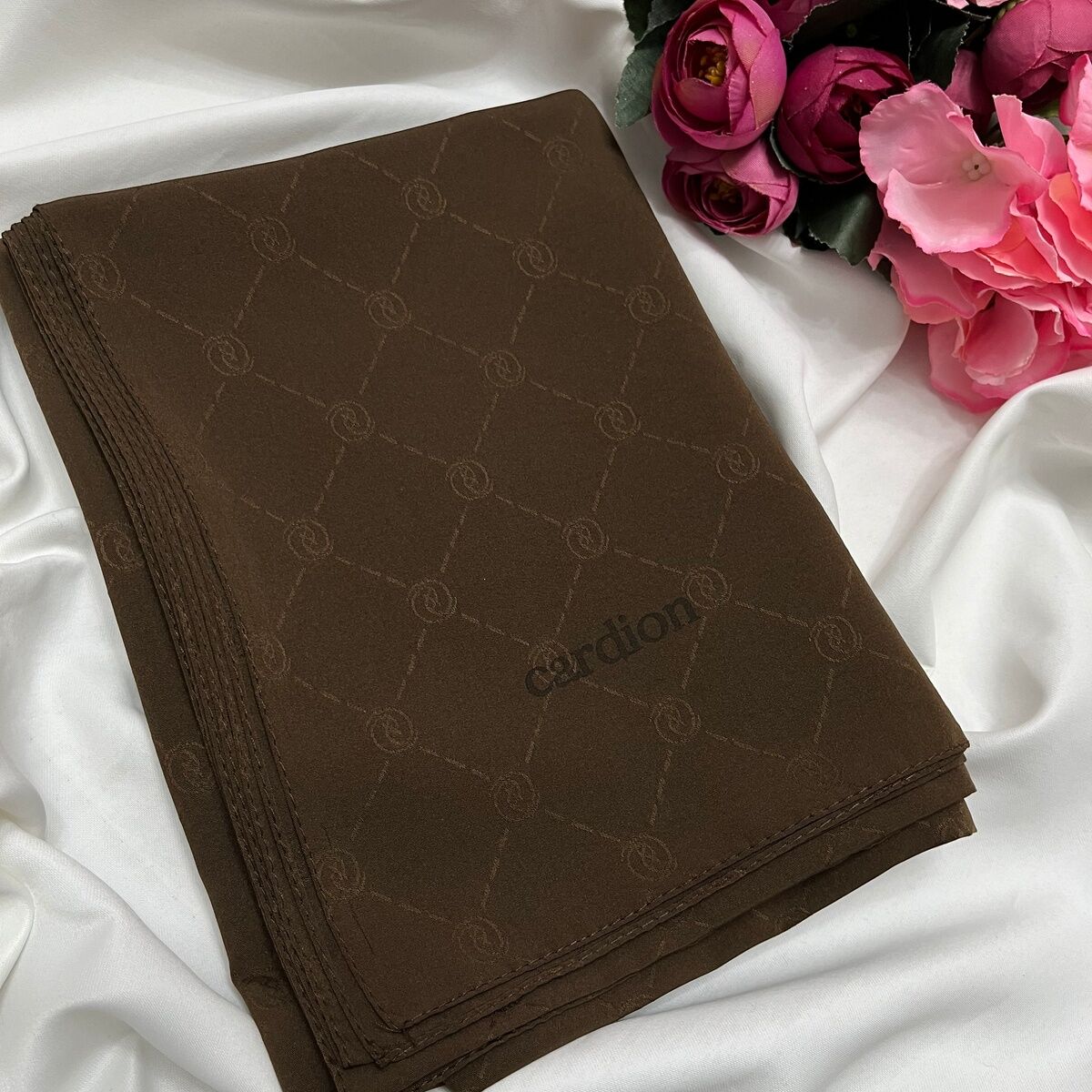 CARDİON JAKARLI ŞAL MONOGRAM DESEN ÇİKOLATA KAHVE