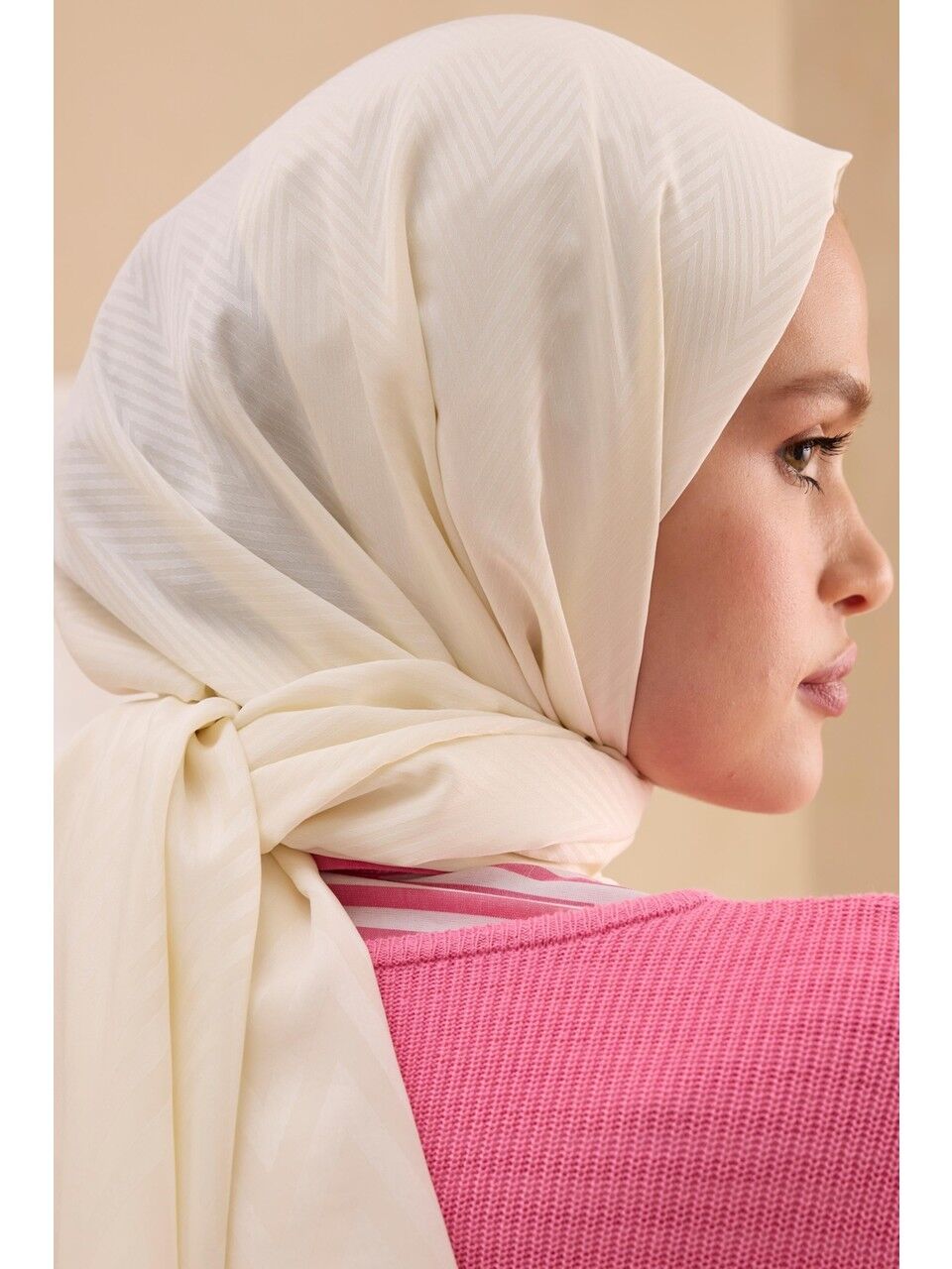 CARDİON JAKARLI ŞAL ZİGZAG DESEN KREM