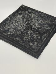 VUAL İPEK ŞAL ETNİK DESEN SİYAH GRİ