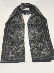 VUAL İPEK ŞAL ETNİK DESEN SİYAH GRİ