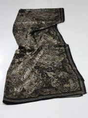 VUAL İPEK ŞAL ETNİK DESEN SİYAH GOLD