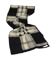 BURBERRY  VUAL İPEK ŞAL SİYAH KREM