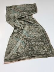 VUAL İPEK ŞAL ETNİK DESEN PUDRA YEŞİL