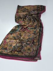 VUAL İPEK ŞAL ETNİK DESEN FUŞYA SİYAH