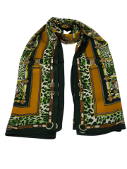 HERMES VUAL İPEK ŞAL LEOPAR DESENLİ YEŞİL