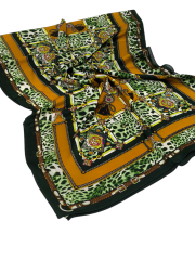 HERMES VUAL İPEK ŞAL LEOPAR DESENLİ YEŞİL