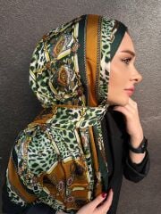 HERMES VUAL İPEK ŞAL LEOPAR DESENLİ YEŞİL