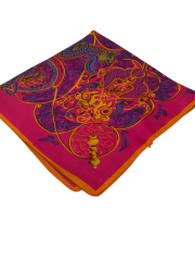 VUAL İPEK ŞAL KARIŞIK DESEN  TURUNCU FUŞYA