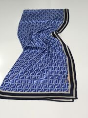 VUAL İPEK ŞAL  F DESEN LACİVERT MAVİ